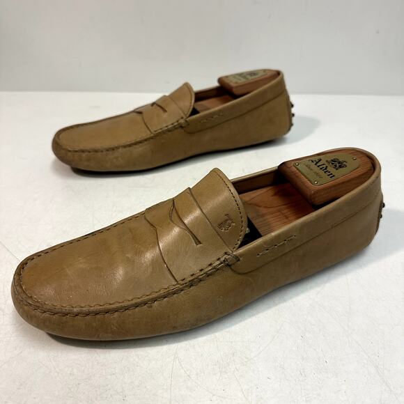 GOOD Tod\'s Gommino Loafers British Tan Calf Made in Italy Drivers UK 9 / US 10